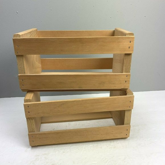Napa Valley Wood CD Storage Box Crate Lot of 2 Wooden Pair Organizer Movie Game - Picture 7 of 10